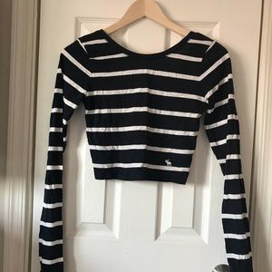 NWT Abercrombie Navy Striped Long Sleeve Crop top